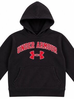 Under Armour Hoodie Youth Small Black Red ColdGear Pullover Sweatshirt